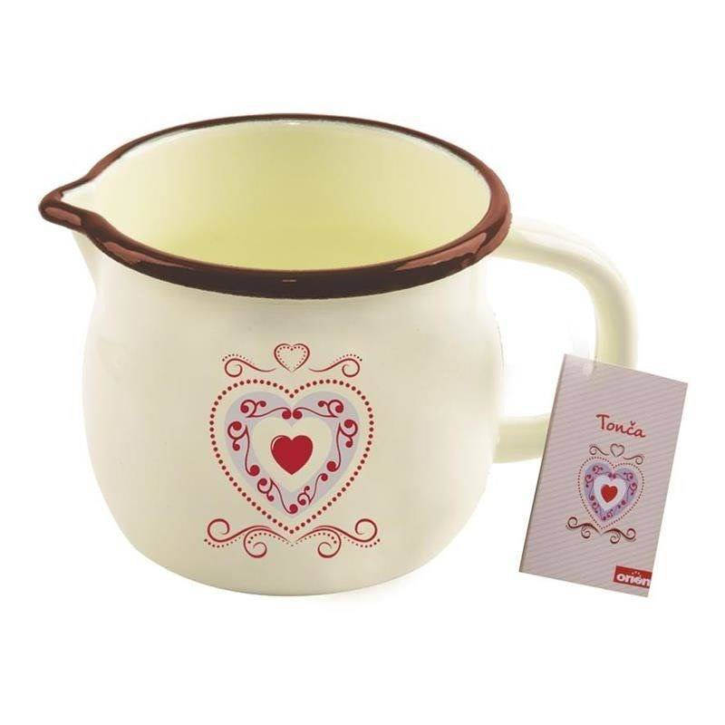ORION Mug / Enamel pot with a handle 12cm HEART
