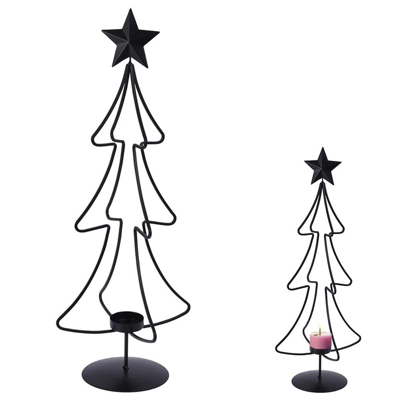 Kerzenständer | Kerzenhalter | Weihnachtsbaum für Teelichter schwarz aus Metall LOFT 55 cm