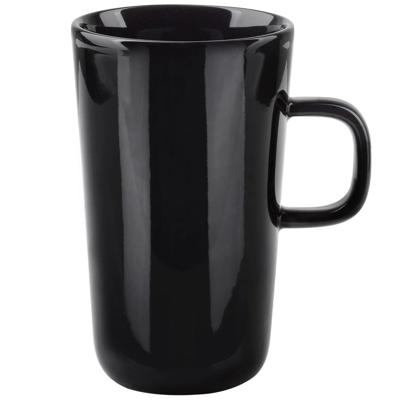 Kubek wysoki porcelanowy z uchem do picia kawy herbaty napojów czarny 530 ml