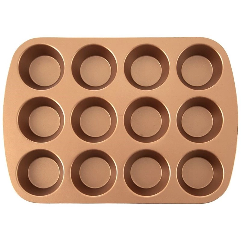 Backform Backblech für 12 Muffins Muffinform groß 36x25,5x3,5 cm antihaftbeschichtet in Kupferfarbe MARISSA